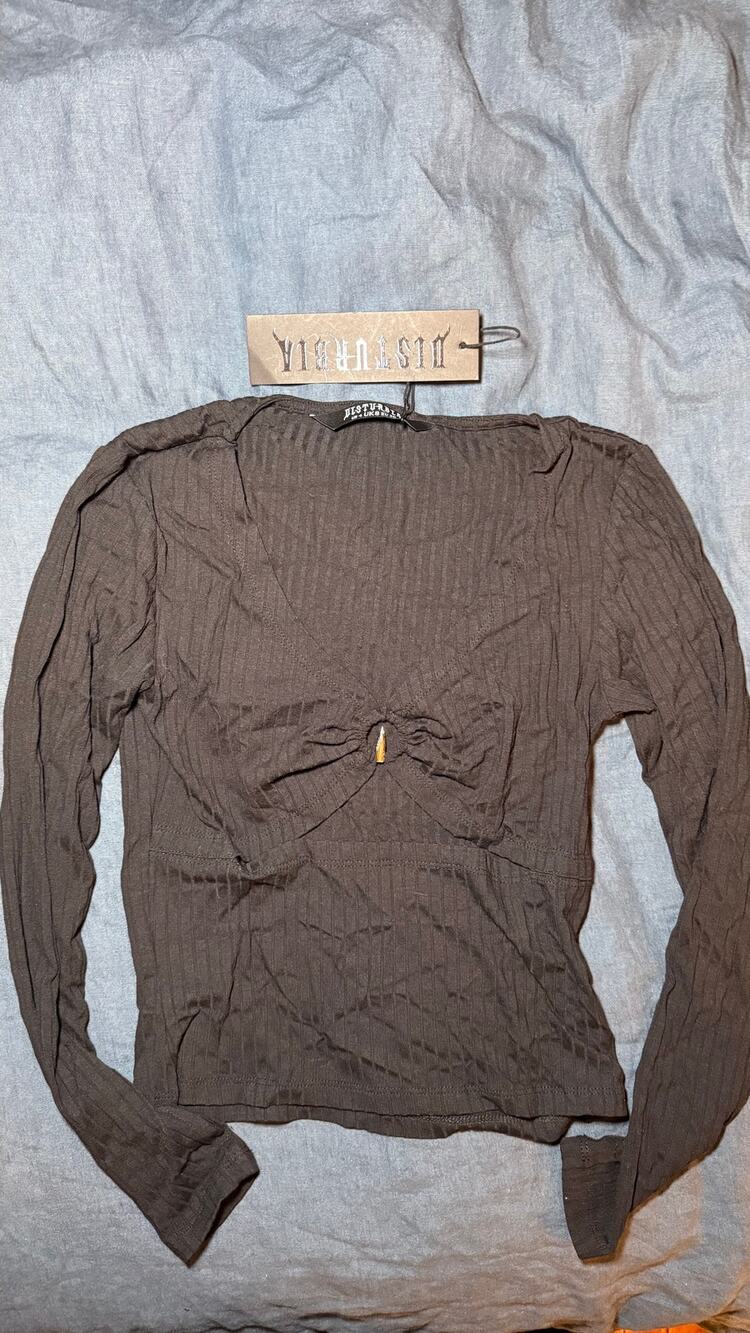 NWT Disturbia Black Cutout Ring Detail Long Sleeve Top Size 4